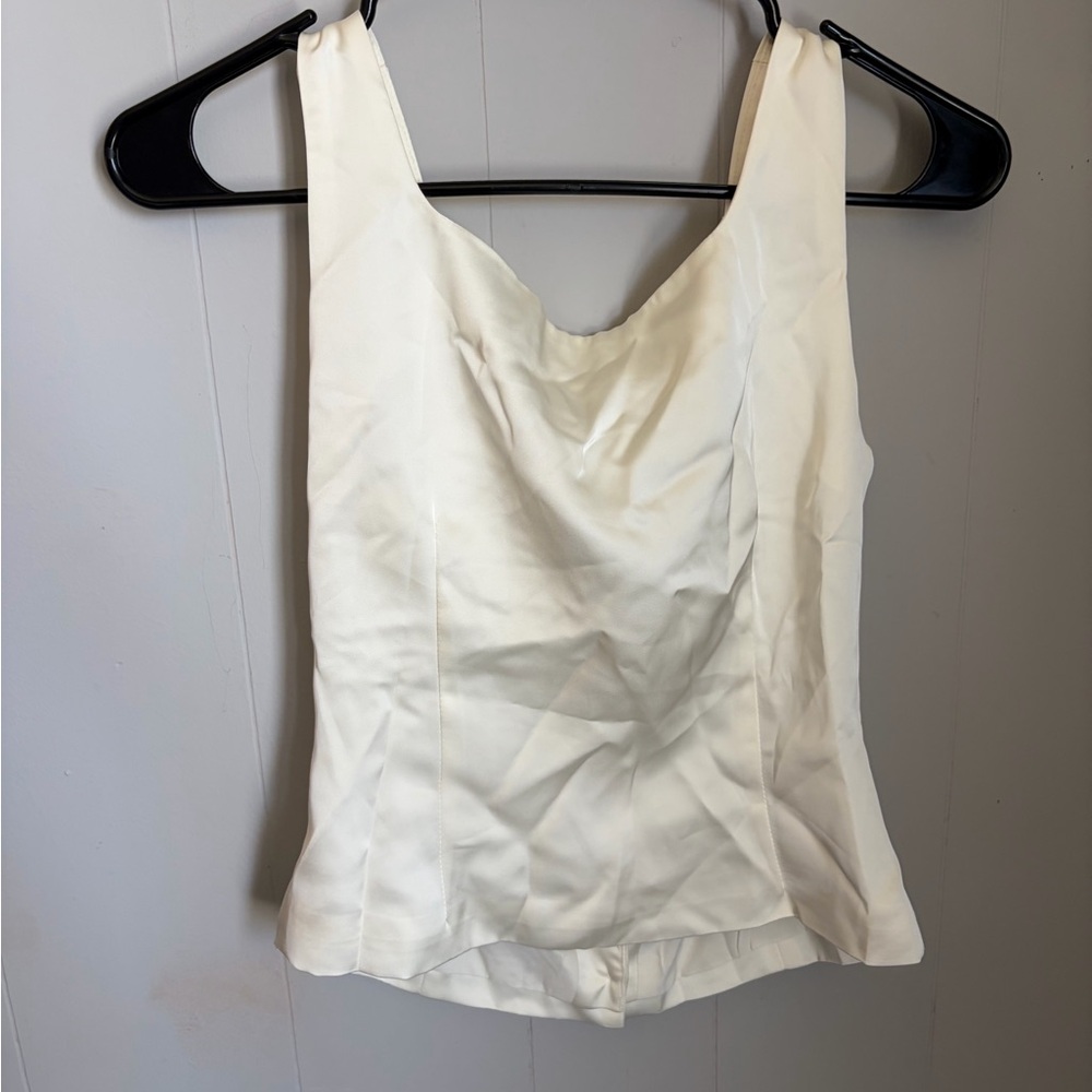 Commense Cream Button-Front Square Neck Camisole … - image 4